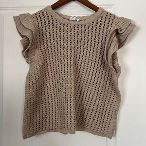 GAP Cream Knit Top with Scallop Trim